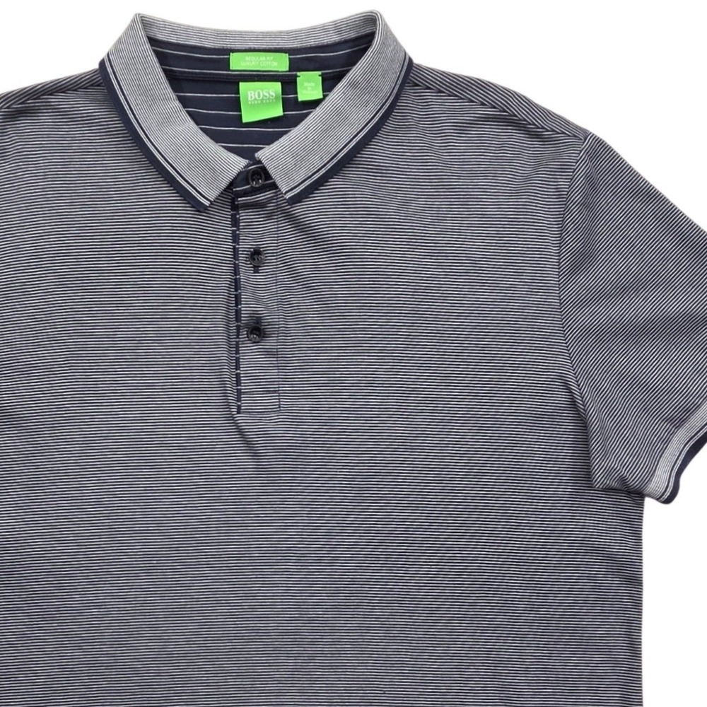 BOSS Hugo Boss Regular Fit Polo Shirt Luxury Cotton Navy Blue‎ Mens Large